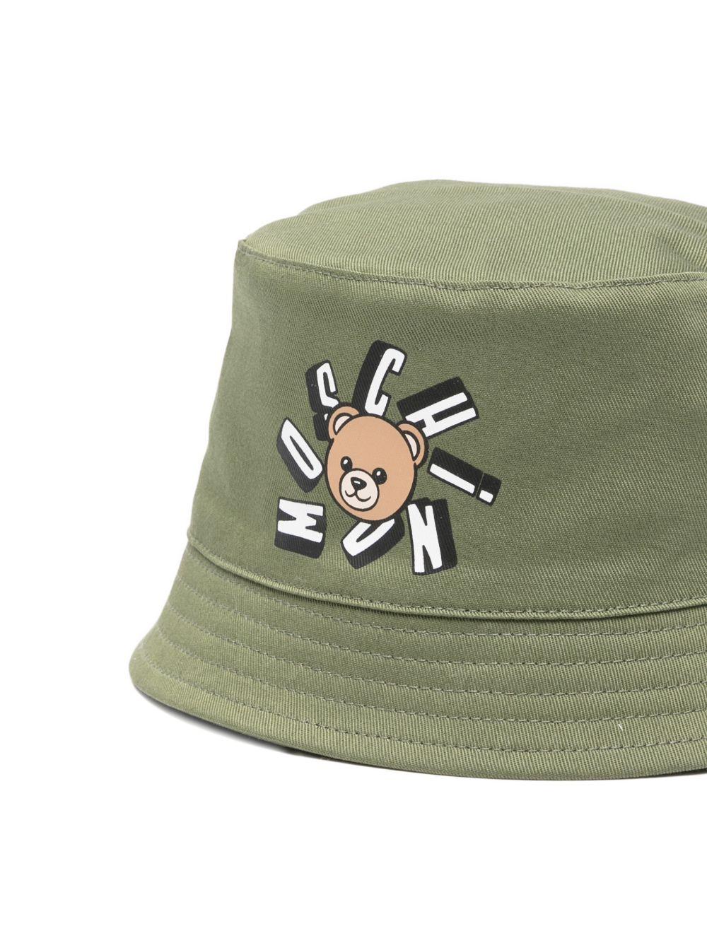 Cappello per neonato Moschino Kids verde con stampa Teddy Bear - Rubino Kids