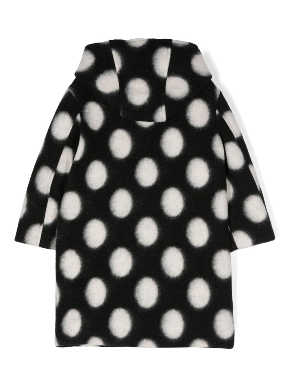 Cappotto a pois per bambina Monnalisa nero con cappuccio - Rubino Kids