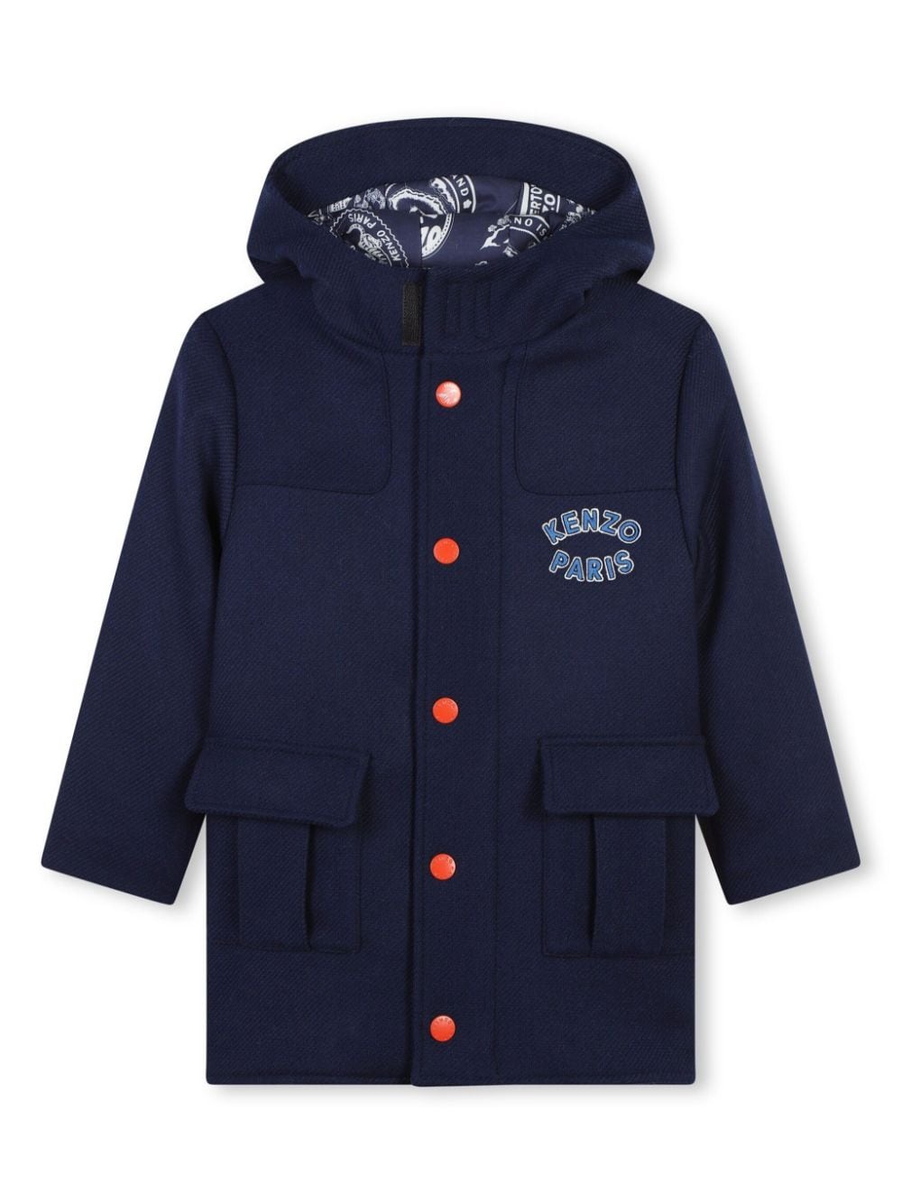 Cappotto con applicazione per bambino Kenzo Kids blu con cappuccio - Rubino Kids