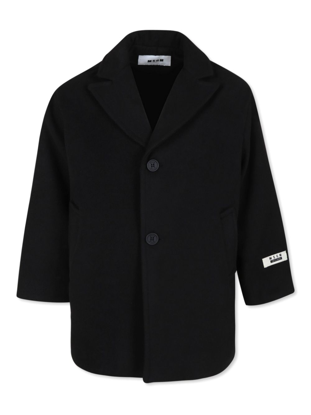 Cappotto con applicazione per bambino MSGM Kids nero con revers a punta - Rubino Kids