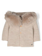 Cappotto con cappuccio Bambalina per neonato Paz Rodriguez beige con chiusura frontale con bottoni - Rubino Kids