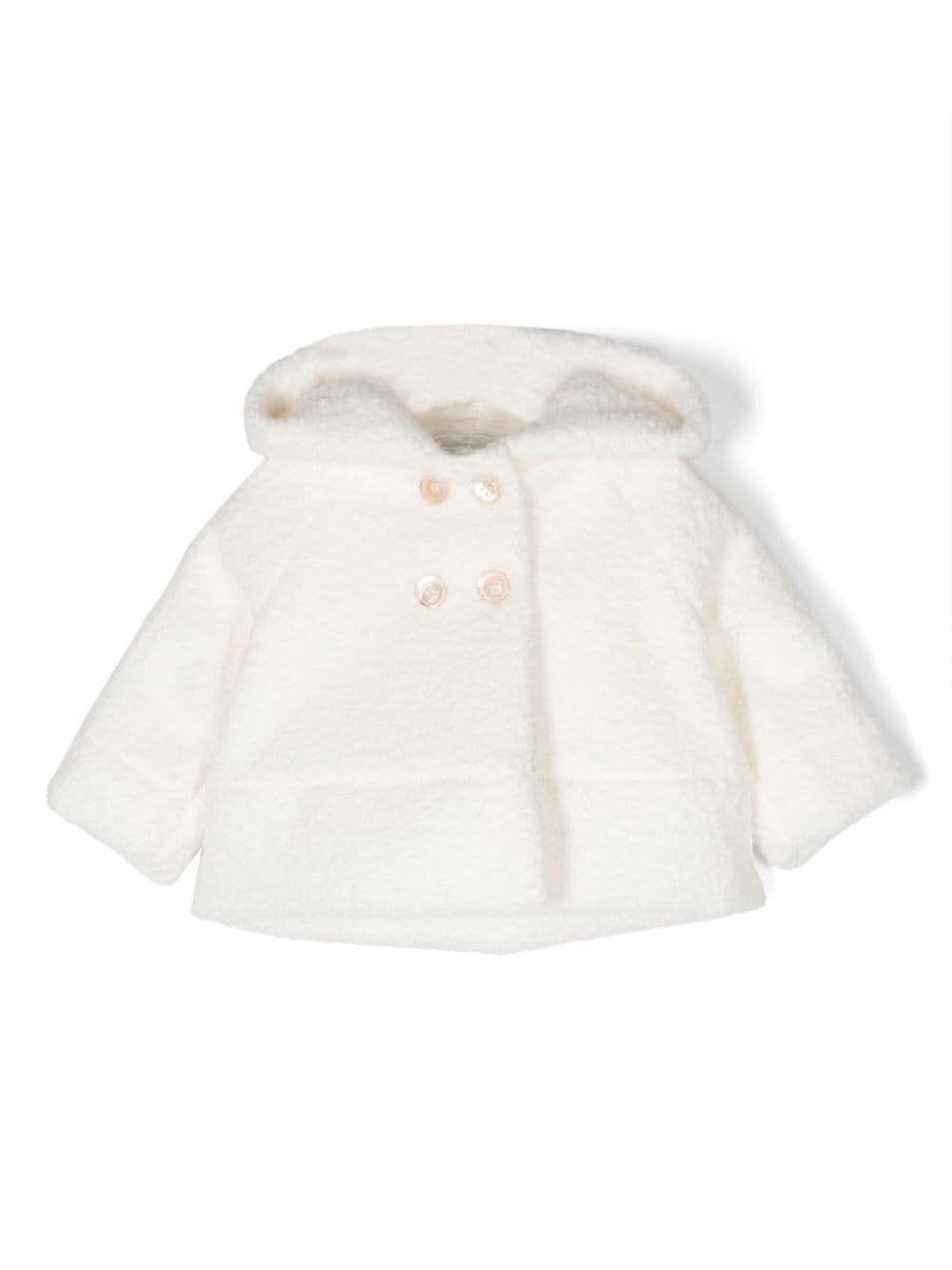 Cappotto con cappuccio per neonata La Stupenderia bianco con orlo dritto - Rubino Kids