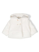 Cappotto con cappuccio per neonata La Stupenderia bianco con orlo dritto - Rubino Kids