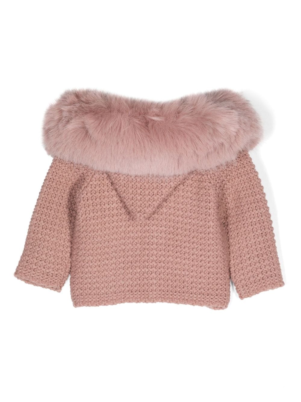 Cappotto con cappuccio per neonata Paz Rodriguez rosa con design lavorato a maglia - Rubino Kids