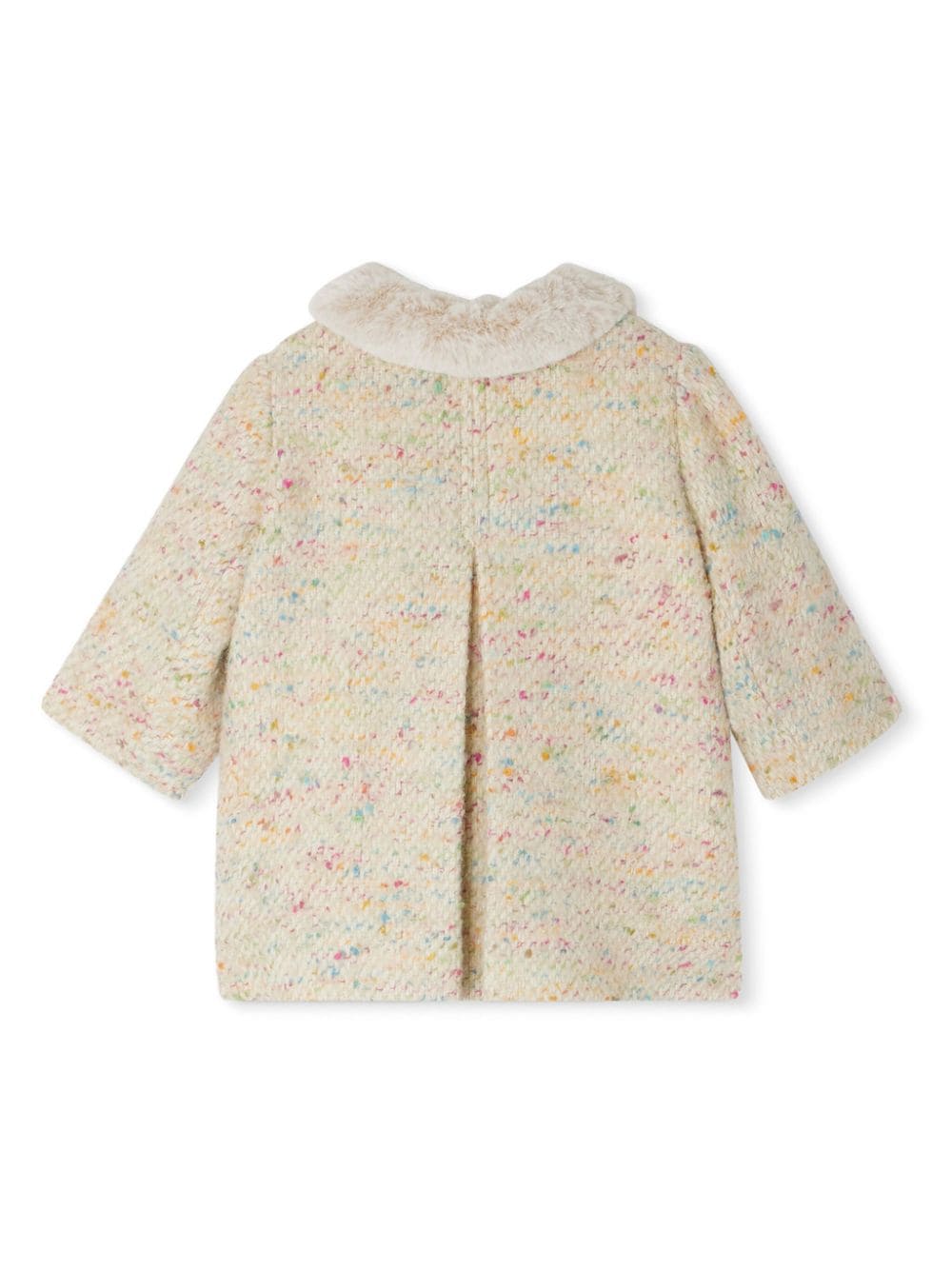 Cappotto con collo in finta pelliccia per neonata Bonpoint beige con orlo dritto - Rubino Kids