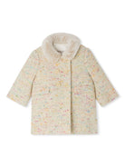 Cappotto con collo in finta pelliccia per neonata Bonpoint beige con orlo dritto - Rubino Kids