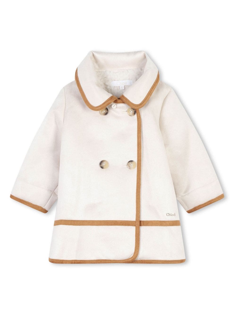 Cappotto con fodera in finto shearling per neonato Chloé Kids bianco con cappuccio - Rubino Kids