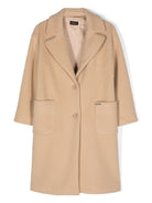 Cappotto con placca logo per bambina Monnalisa beige con effetto pettinato - Rubino Kids