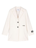 Cappotto con ricamo per bambina MSGM Kids beige con targhetta con logo - Rubino Kids