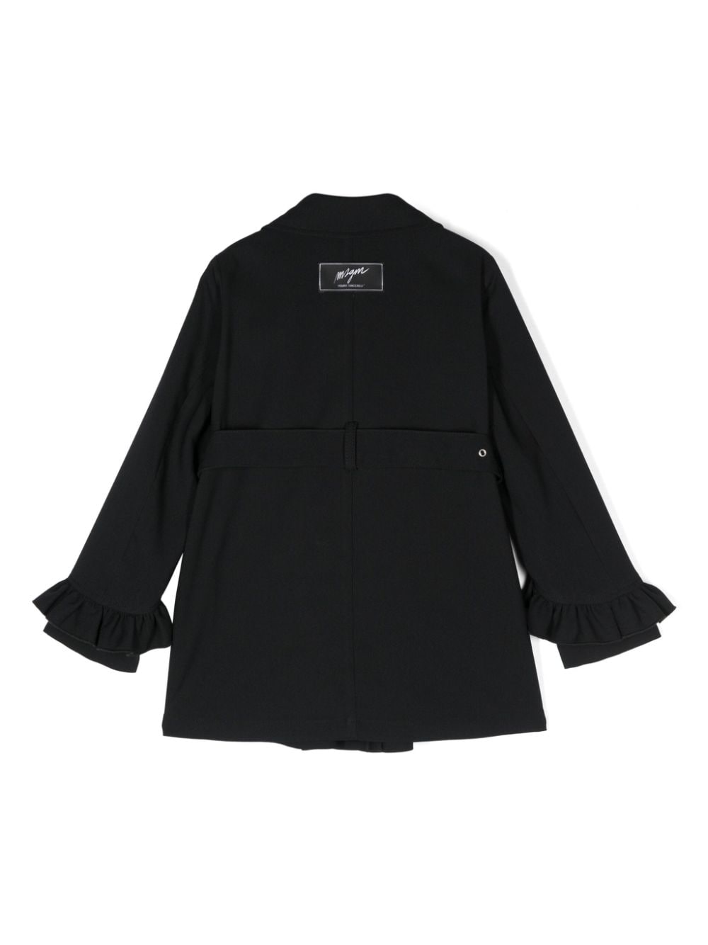 Cappotto con ruches per bambina MSGM Kids nero con maniche lunghe - Rubino Kids