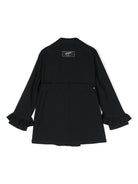 Cappotto con ruches per bambina MSGM Kids nero con maniche lunghe - Rubino Kids