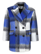 Cappotto con stampa a quadri per bambino MSGM Kids blu con toppa con logo - Rubino Kids