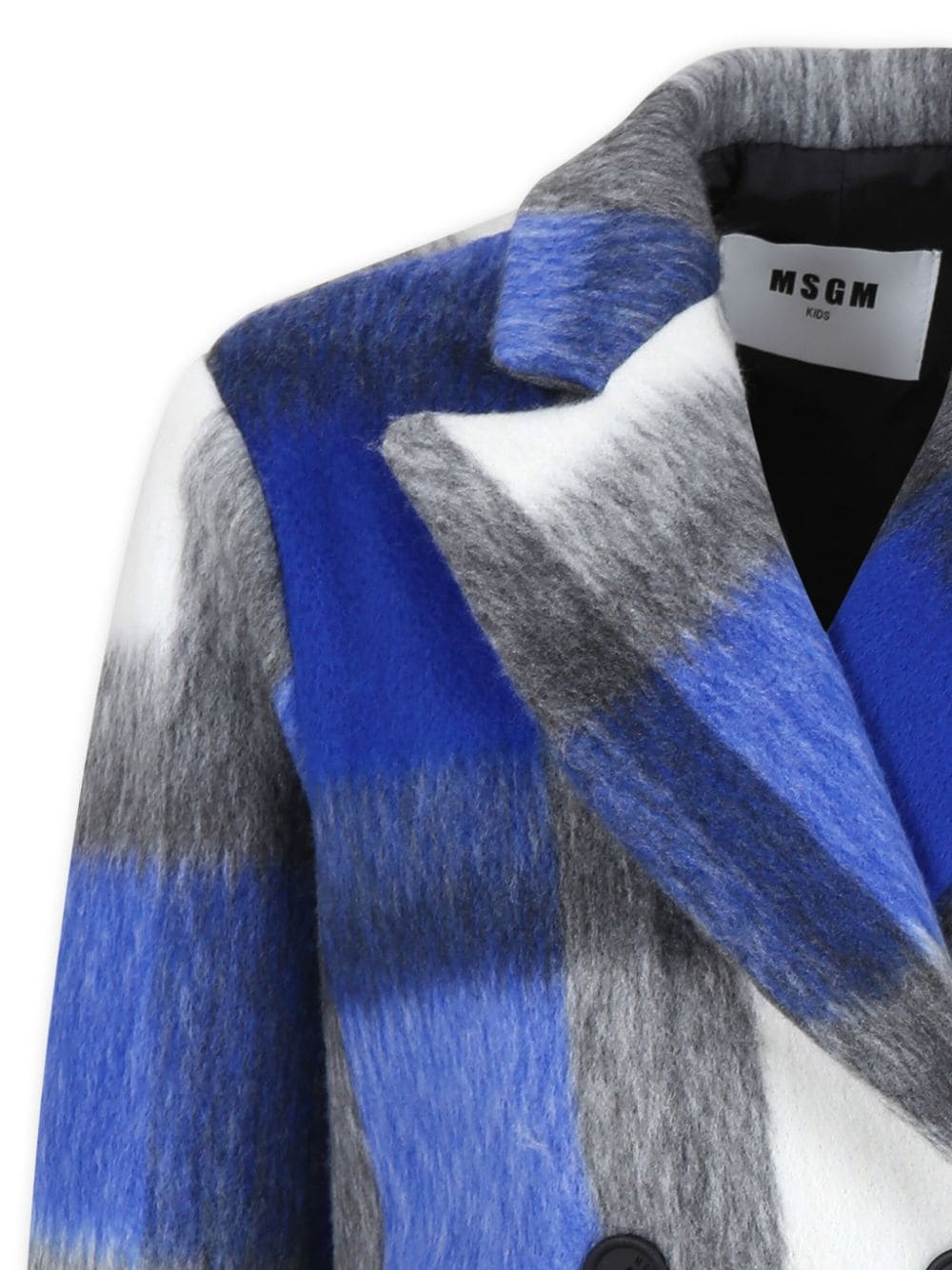 Cappotto con stampa a quadri per bambino MSGM Kids blu con toppa con logo - Rubino Kids