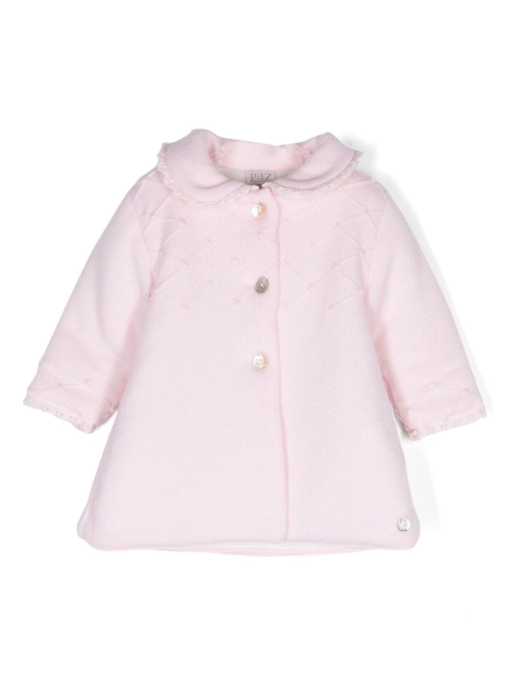 Cappotto Glaciar per neonata Paz Rodriguez rosa con bordo in pizzo - Rubino Kids