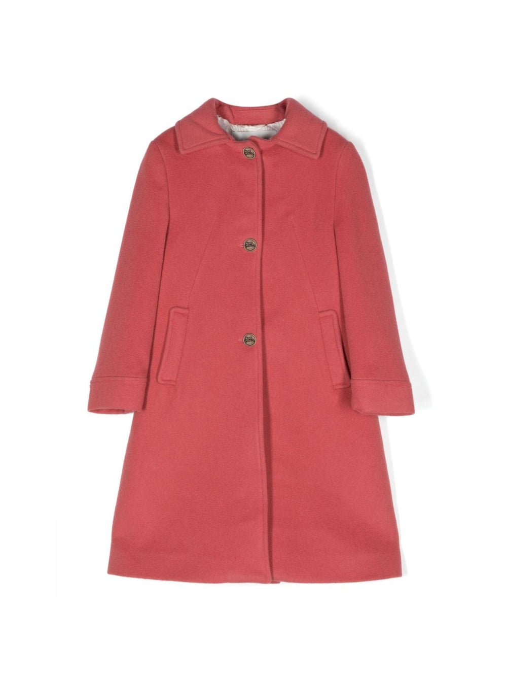 Cappotto in feltro di misto lana per bambina ETRO KIDS rosa con motivo pegaso - Rubino Kids