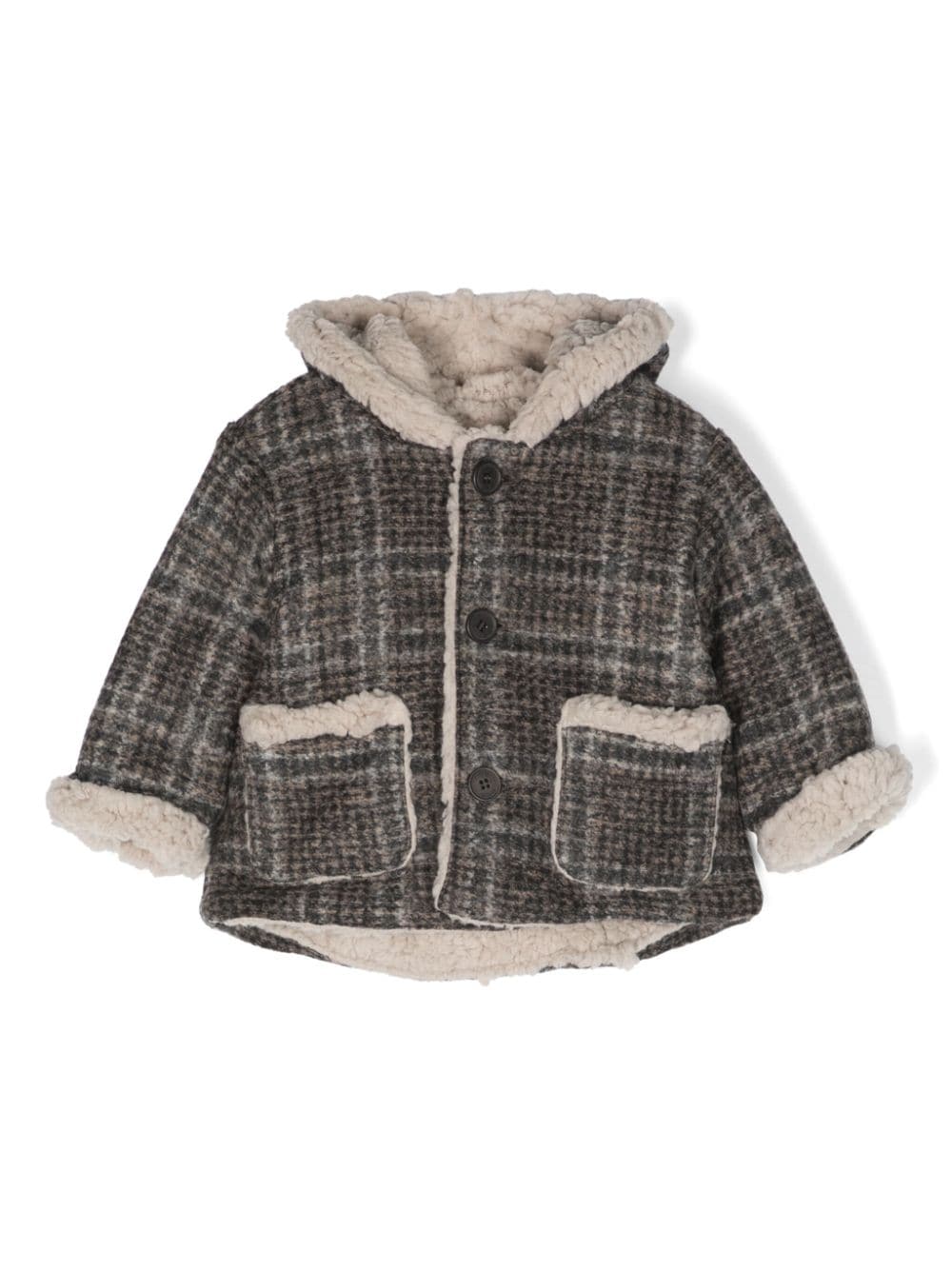 Cappotto in finto shearling a quadri - Rubino Kids