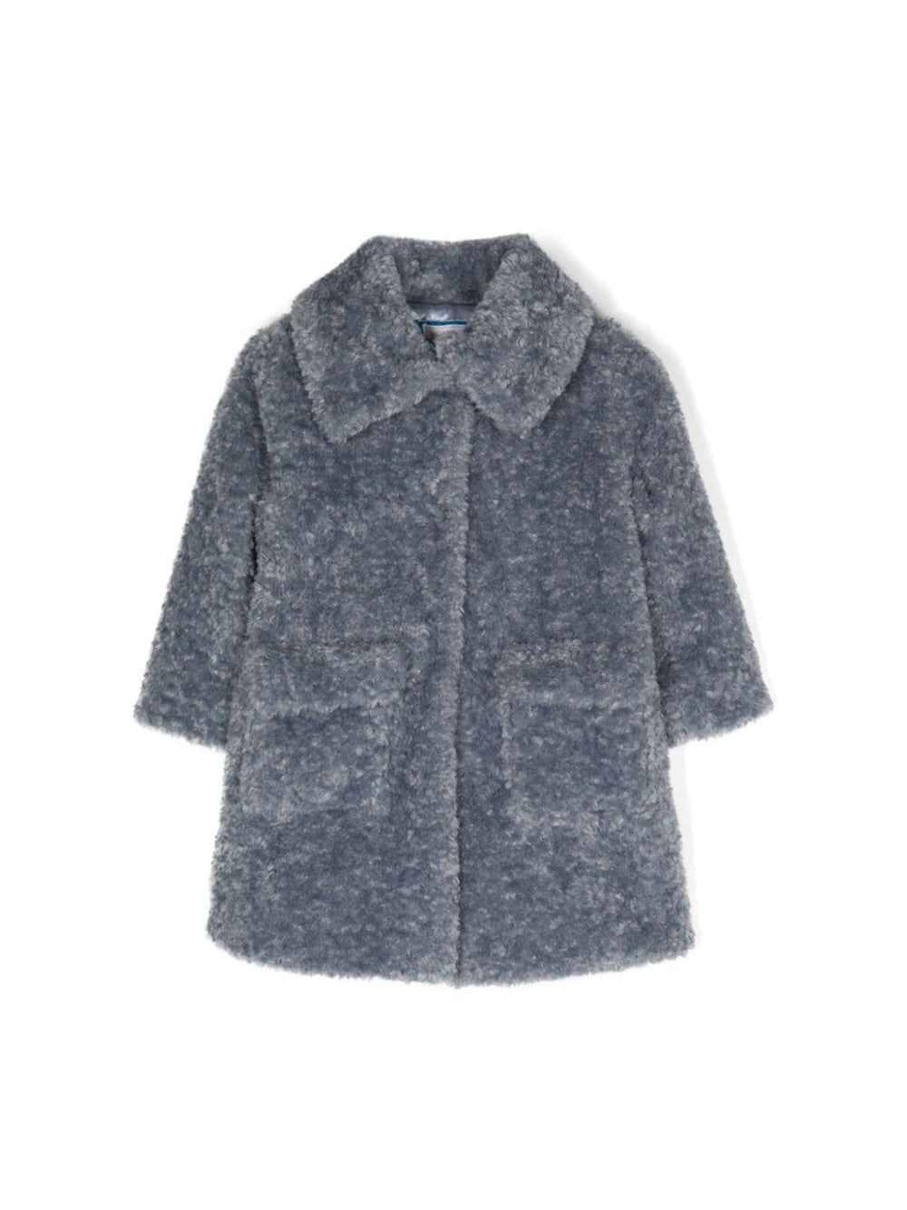 Cappotto monopetto Teddy per bambina Monnalisa blu con colletto classico - Rubino Kids