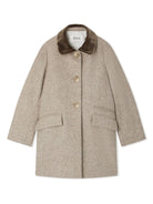 Cappotto per bambina Bonpoint Manteau Ginette beige con colletto in pelliccia - Rubino Kids