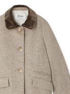 Cappotto per bambina Bonpoint Manteau Ginette beige con colletto in pelliccia - Rubino Kids