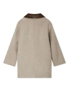 Cappotto per bambina Bonpoint Manteau Ginette beige con colletto in pelliccia - Rubino Kids