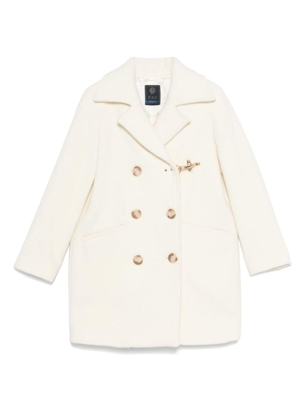 Cappotto per bambina Fay Kids bianco con chiusura doppiopetto e moschettone - Rubino Kids