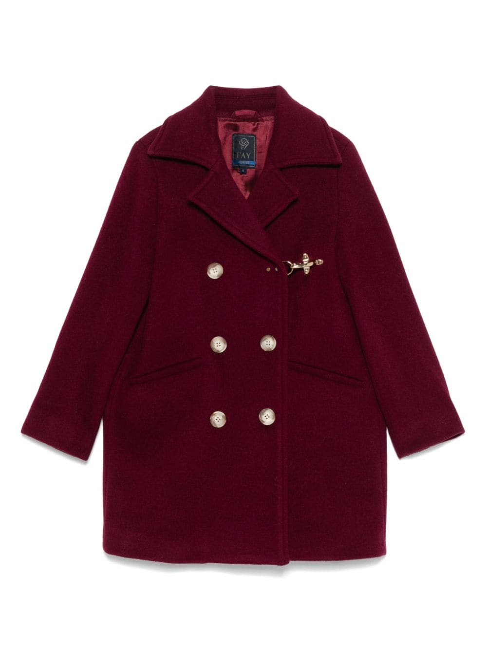 Cappotto per bambina Fay Kids rosso bordeaux con chiusura doppiopetto e moschettone - Rubino Kids