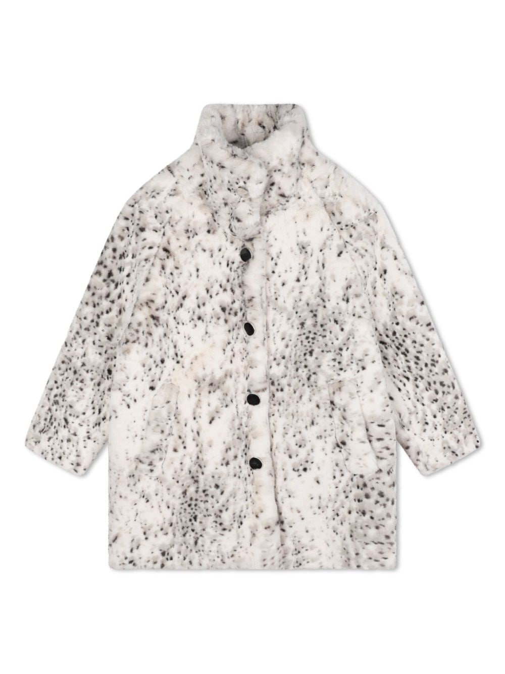 Cappotto per bambina Givenchy Kids bianco in finta pelliccia con stampa leopardo - Rubino Kids