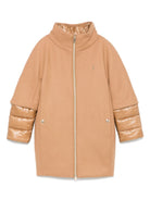 Cappotto per bambina Herno Kids beige con design a strati - Rubino Kids