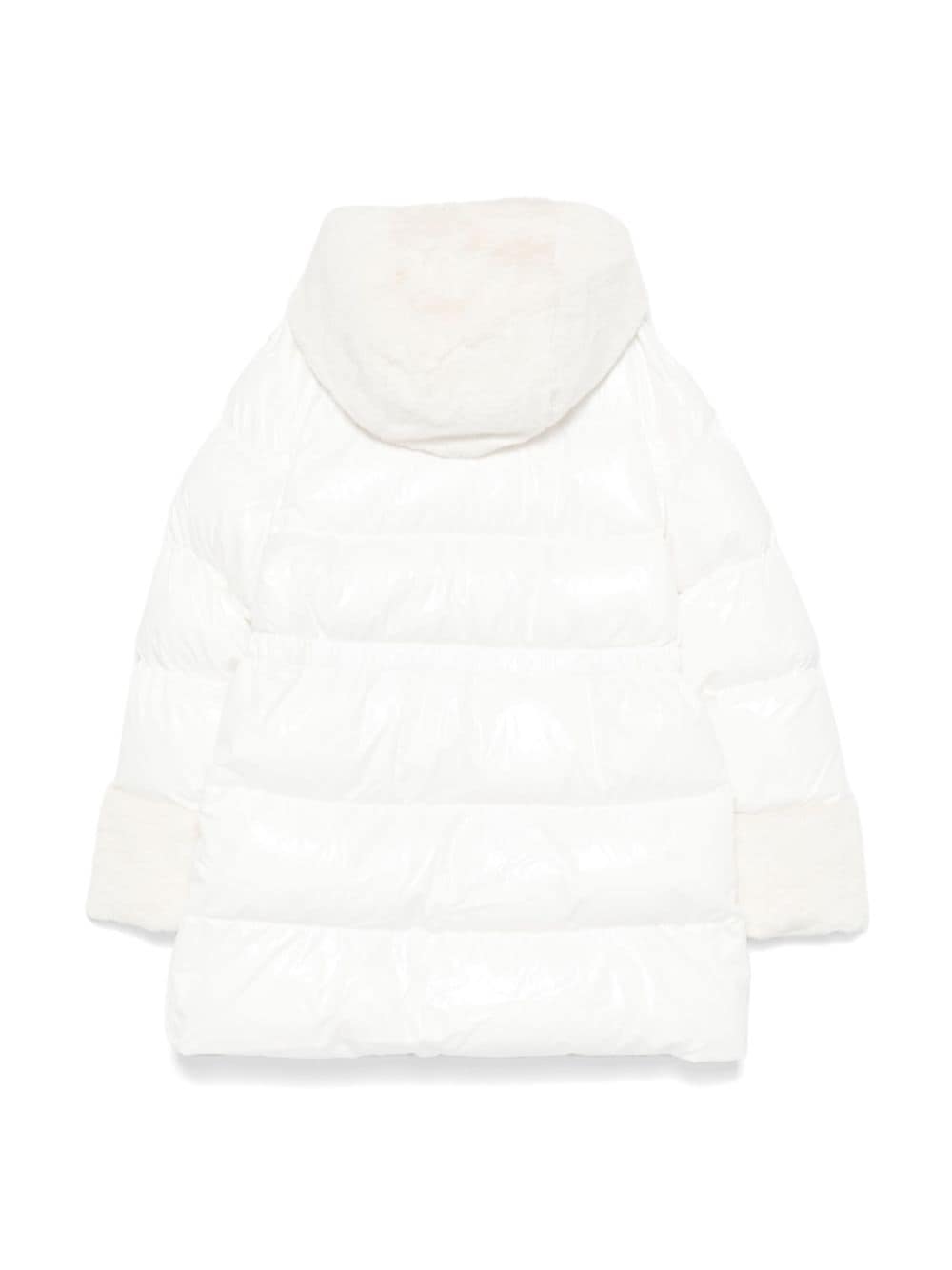 Cappotto per bambina Moschino Kids bianco con ricamo oro - Rubino Kids