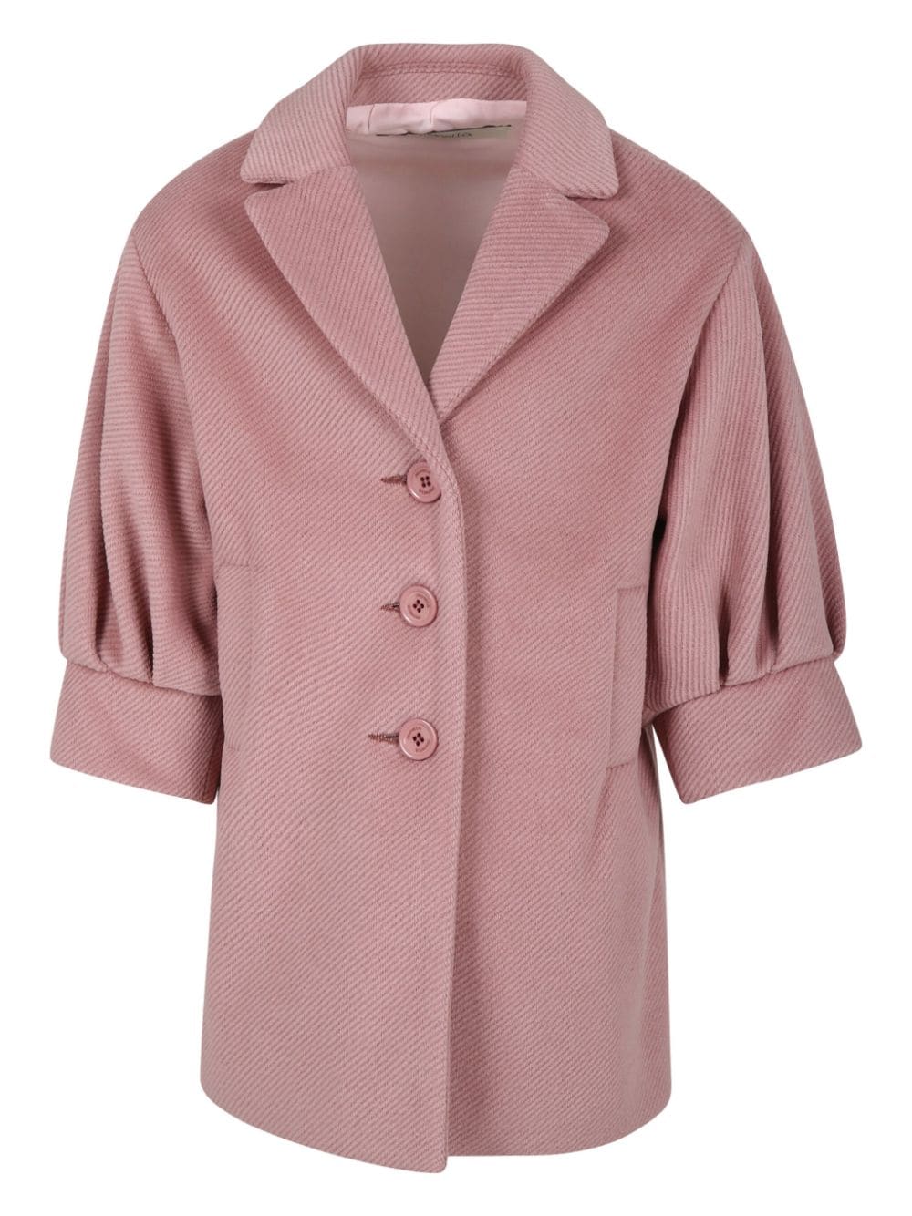 Cappotto per bambina Simonetta rosa monopetto a coste - Rubino Kids