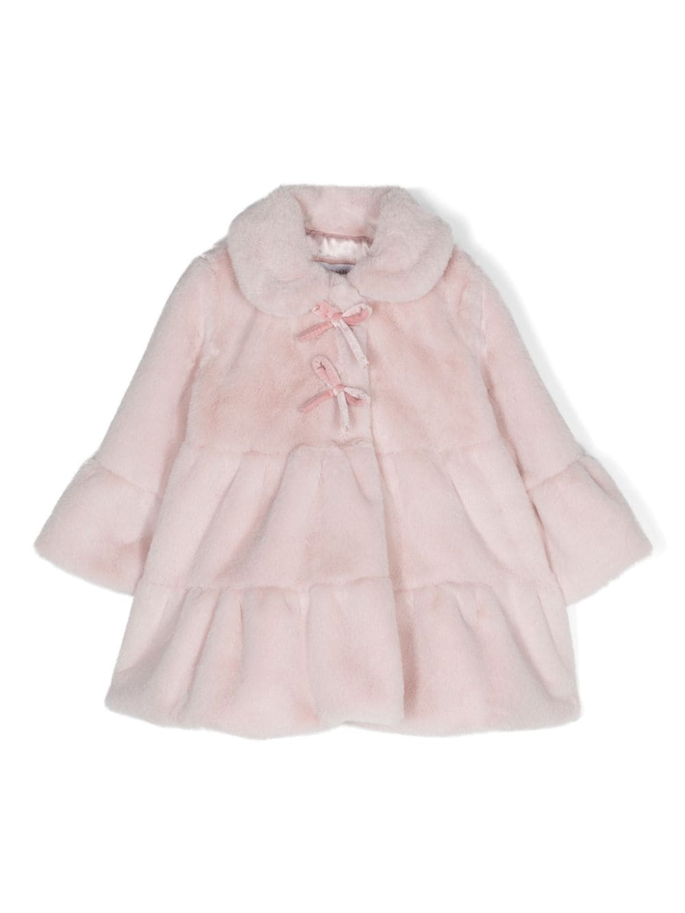 Cappotto per neonata Monnalisa rosa in finto shearling con fiocco - Rubino Kids