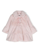 Cappotto per neonata Monnalisa rosa in finto shearling con fiocco - Rubino Kids