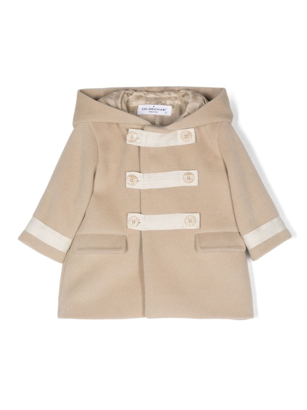 Cappotto per neonati Colorichiari beige con chiusura doppiopetto con bottoni - Rubino Kids