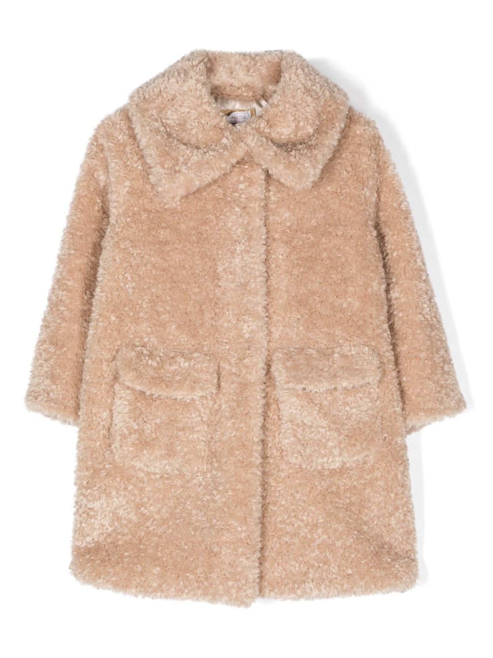 Cappotto Teddy per bambina Monnalisa beige modello monopetto in finta pelliccia - Rubino Kids