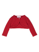 Cardigan a coste per neonata Monnalisa rosso con orlo asimmetrico - Rubino Kids