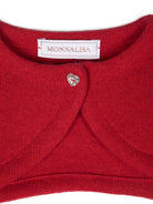 Cardigan a coste per neonata Monnalisa rosso con orlo asimmetrico - Rubino Kids