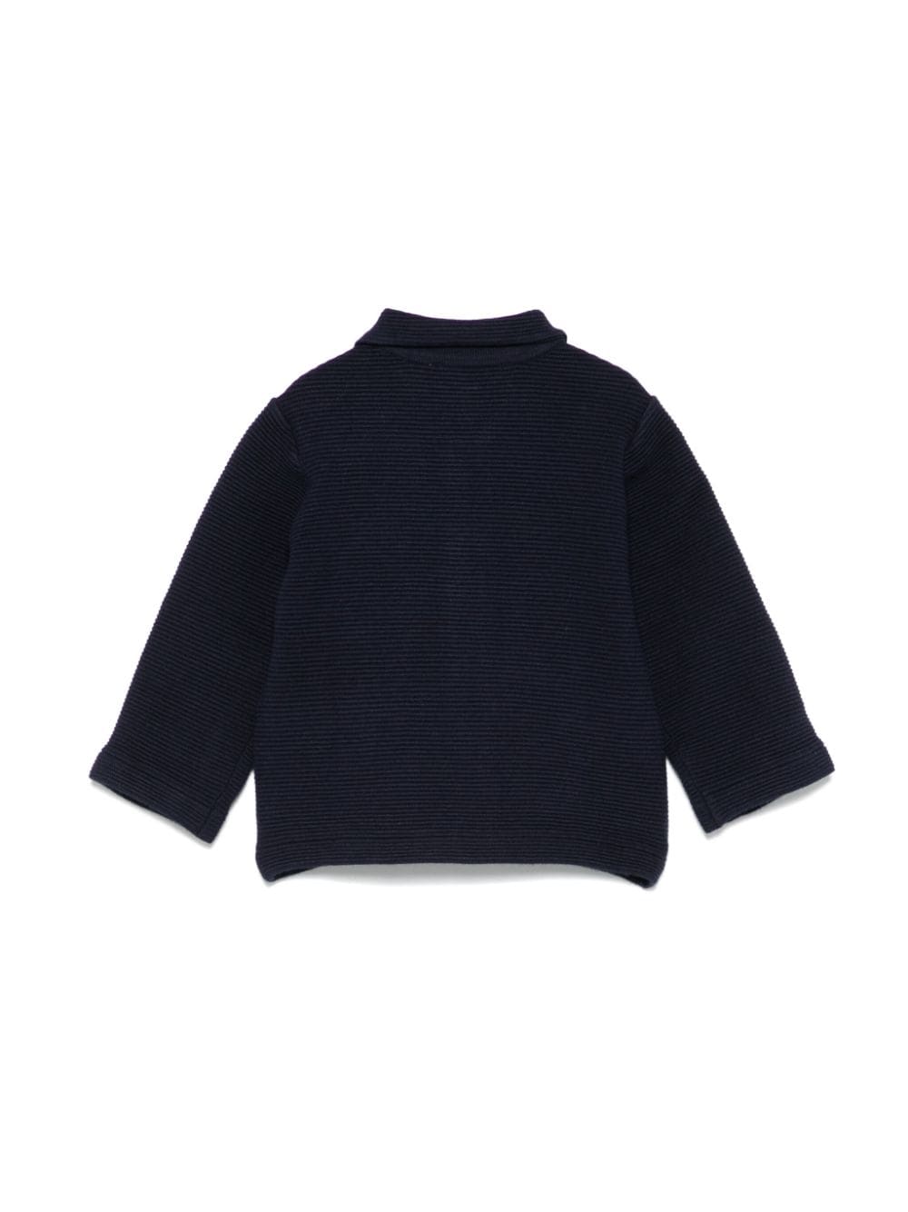 Cardigan a coste per neonato Emporio Armani Kids blu con logo ricamato - Rubino Kids