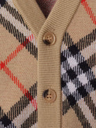 Cardigan a quadri per neonato Burberry Kids beige con scollo a V - Rubino Kids