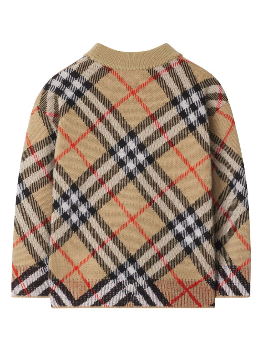 Cardigan a quadri per neonato Burberry Kids beige con scollo a V - Rubino Kids