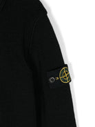 Cardigan con applicazione Compass per bambino Stone Island Junior nero con collo alto - Rubino Kids