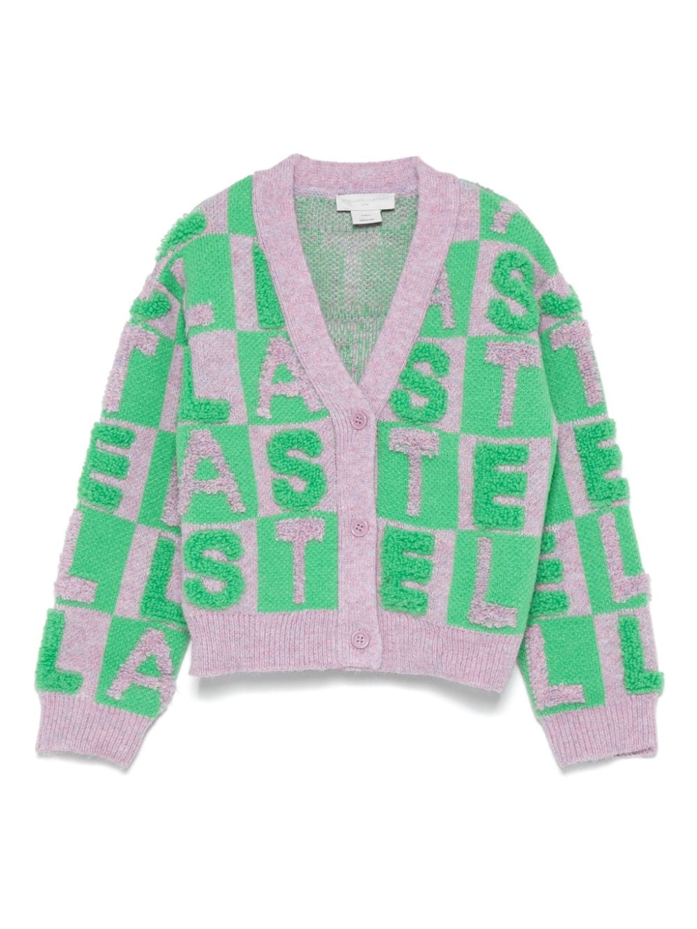 Cardigan con applicazione per bambina Stella McCartney Kids viola con dettagli 3D - Rubino Kids