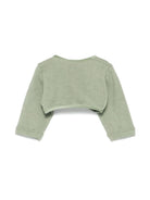 Cardigan con bordo in velluto per neonato La Stupenderia verde con design crop - Rubino Kids