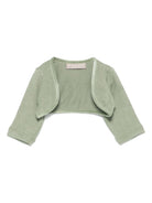 Cardigan con bordo in velluto per neonato La Stupenderia verde con design crop - Rubino Kids