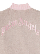 Cardigan con logo per neonata Palm Angels Kids grigio con scollo a V - Rubino Kids