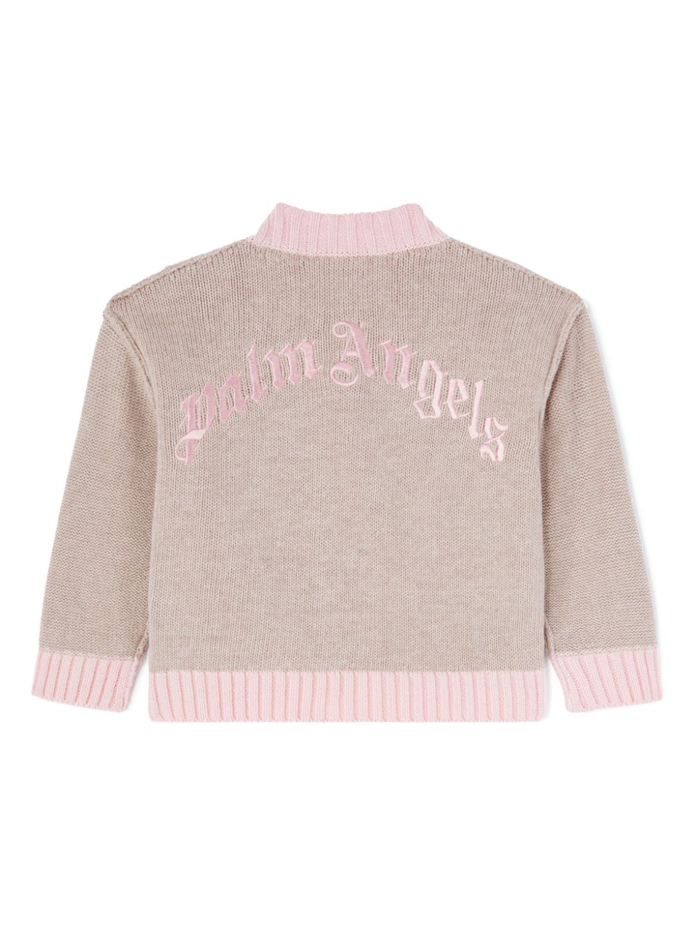 Cardigan con logo per neonata Palm Angels Kids grigio con scollo a V - Rubino Kids