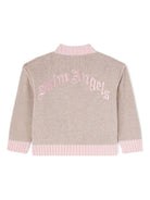 Cardigan con logo per neonata Palm Angels Kids grigio con scollo a V - Rubino Kids