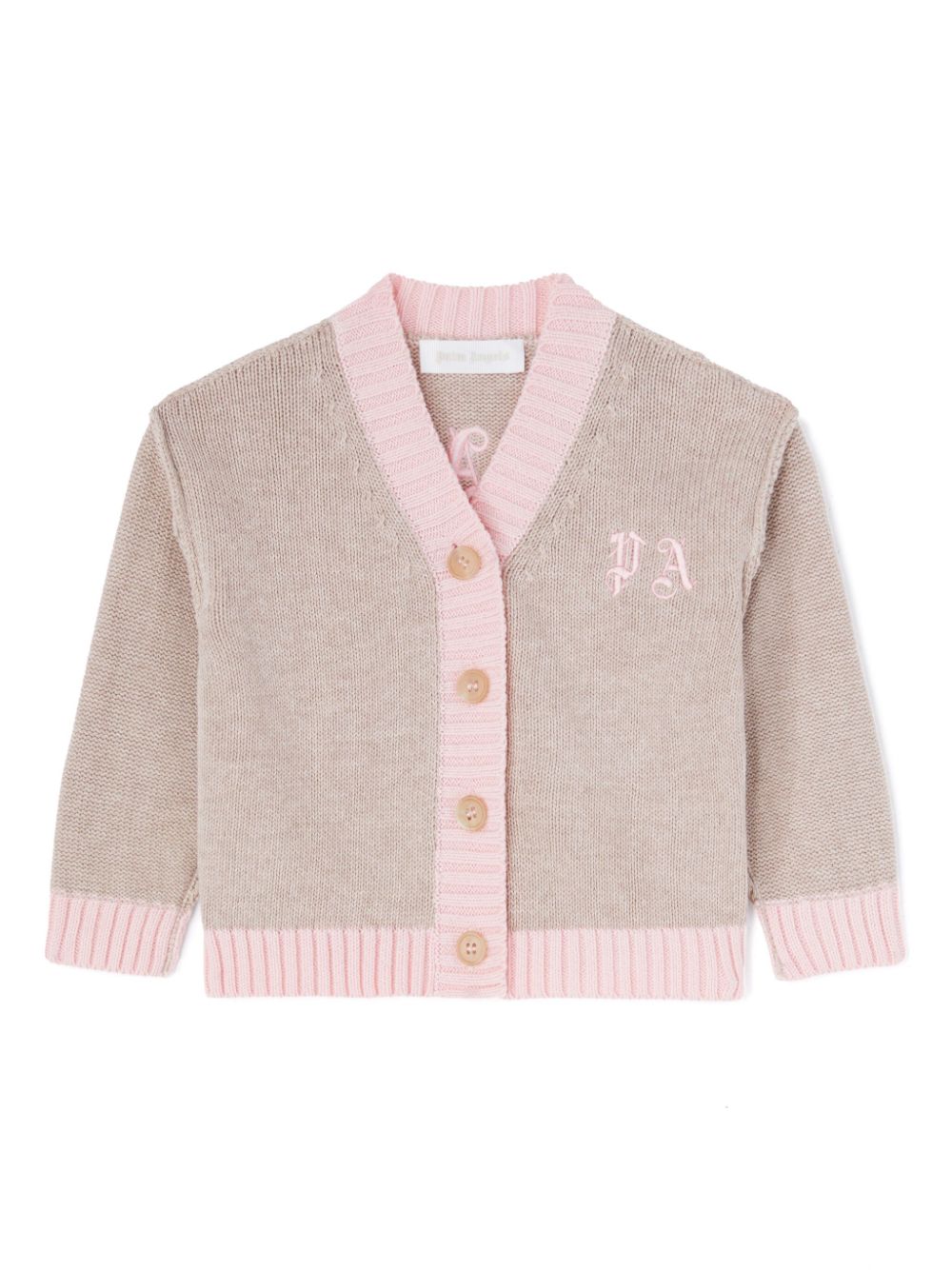 Cardigan con logo per neonata Palm Angels Kids grigio con scollo a V - Rubino Kids