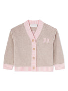 Cardigan con logo per neonata Palm Angels Kids grigio con scollo a V - Rubino Kids