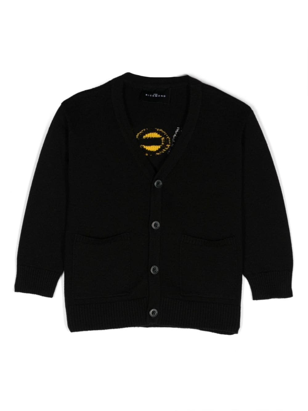 Cardigan con logo per neonato John Richmond Junior nero con scollo a V - Rubino Kids