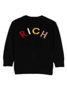 Cardigan con logo per neonato John Richmond Junior nero con scollo a V - Rubino Kids